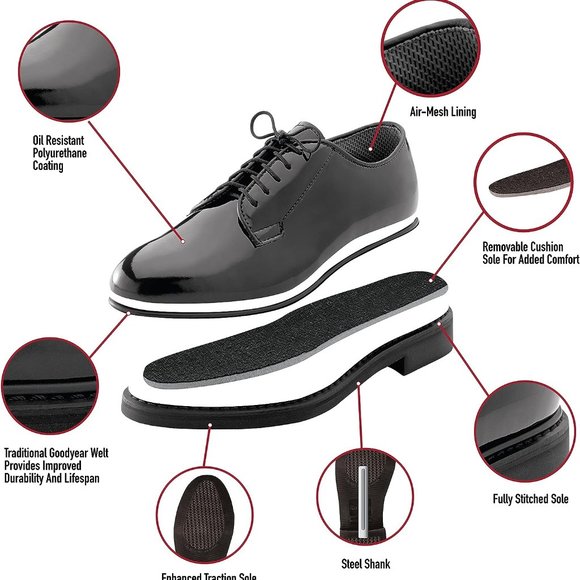 Rothco Black lightweight oxfords high gloss main image 4